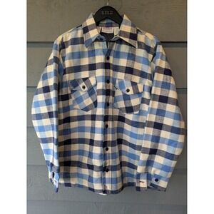 Vintage Wear-Guard Jacket Mens Medium Blue Plaid Quilted Flannel Lined USA 80s